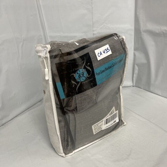 EFF Faux BOCHLN18513-108 Solid Grey Rod Pocket Room Darkening Curtain CA435 - Picture 2 of 6